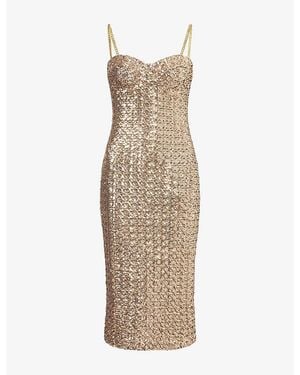 Nadine Merabi Nina Sequin-Embellished Midi Dress - Natural