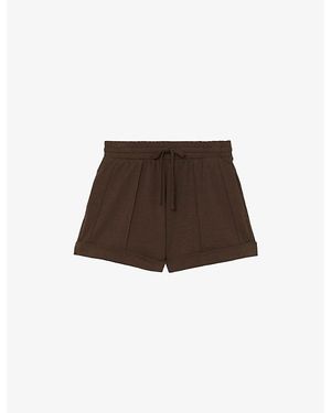 Reiss Willa Drawstring-Waist Stretch-Cotton Shorts - Brown