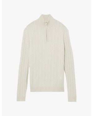 Reiss Howard Cable-Knit Cashmere Jumper - White