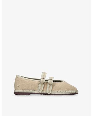 Flabelus Claire Linen Mary-Jane Flats - Natural