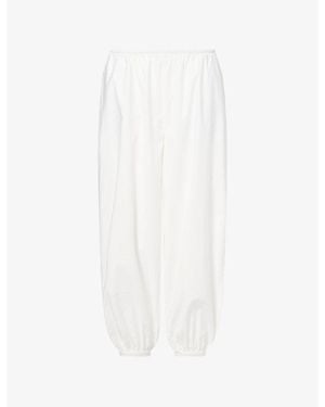 Reformation Aven Stretch-Cotton Trousers - White