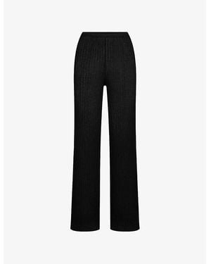 Skims Straight-Leg Sheer Knit Trousers - Black