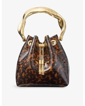 Jimmy Choo Bon Bon Tortoiseshell Vinyl Top-Handle Bag - Brown