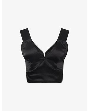 TOTEME Panelled Cropped Satin Cami Top - Black