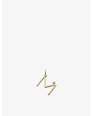 Monica Vinader Initial M Solitaire Lab-Grown Diamond And 18Ct Vermeil Pendant Charm - White