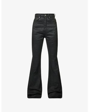 Rick Owens Bolan Bootcut Coated-Denim Jeans - Black