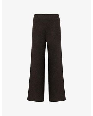 LeKasha India Wide-Leg Cashmere Pants - Black