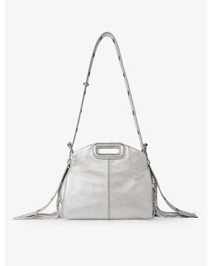 Maje Miss M Mini Metallic-Leather Shoulder Bag - Gray
