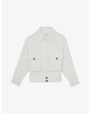 Reiss Isla Pointed-Collar Linen-Blend Jacket - White