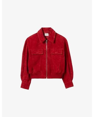 Claudie Pierlot Collared Patch-Pocket Suede Jacket