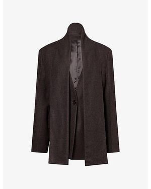 TOTEME Scarf Lapel Flannel Woven Blazer - Black
