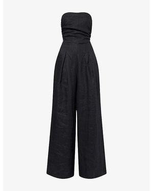 Second Summer Yves Uro Strapless Linen Jumpsuit - Black