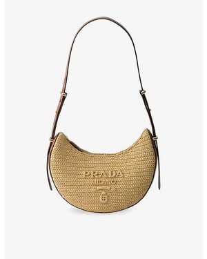 Prada Arqué Small Crochet And Leather Shoulder Bag - Metallic