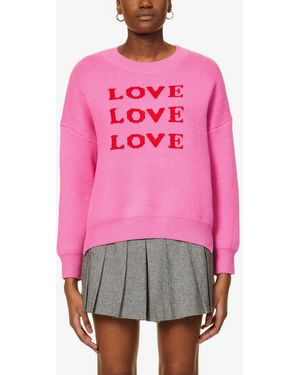 Never Fully Dressed Love Slogan-print Knitted Jumper - Pink