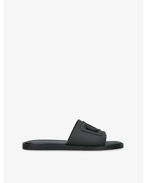 Dolce & Gabbana Logo Rubber Slides - Black