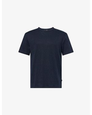7 For All Mankind Relaxed-Fit Crew-Neck Linen-Blend T-Shirt - Blue