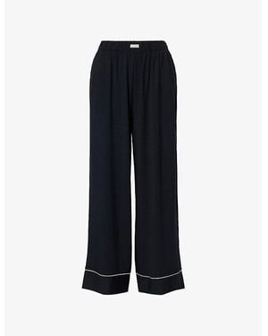 Lounge Underwear Brand-Patch Wide-Leg Stretch-Woven Pajama Bottoms - Blue