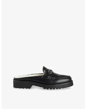 Zadig & Voltaire Joe Shearling-Lined Backless Leather Loafers - Black