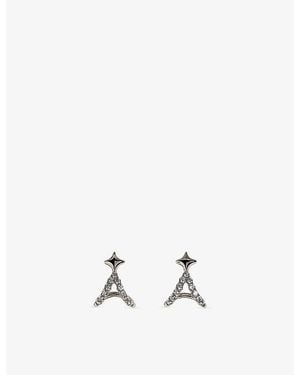 Astrid & Miyu Cosmic Star Illusion Rhodium-Plated Sterling And Cubic Zirconia Stud Earrings - White