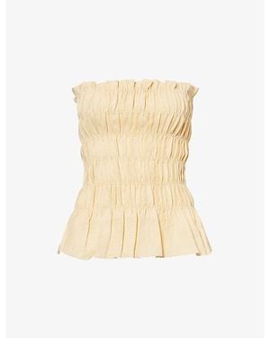 Faithfull the Brand Tiera Linen Ruched Top - Natural