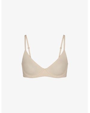 Skims Fits Everybody Unlined Stretch-Woven Bra - White