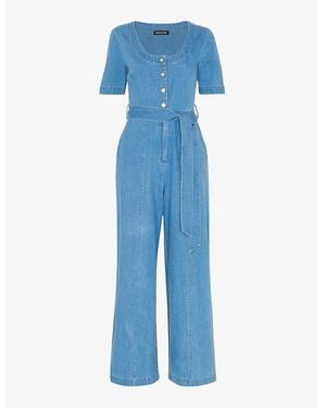 Whistles Freyja Scoop-Neck Denim Jumpsuit - Blue
