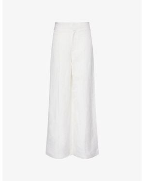 PAIGE Greyson Wide-Leg Linen-Blend Trousers - White