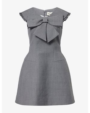 ShuShu/Tong Bow-Embellished Wool-Blend Midi Dress - Gray