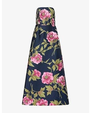 Carolina Herrera Aline Strapless Woven Gown - Blue