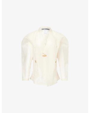 Issey Miyake Draw To Form Sheer Woven Jacket - White