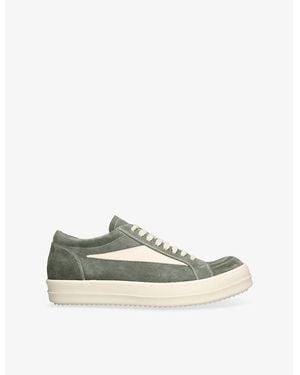 Rick Owens Vintage Contrast-Stitch Suede Low-Top Trainers - Grey