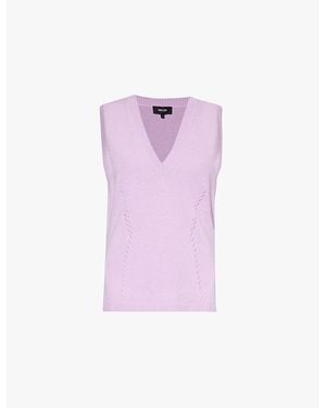 ME+EM Lace-Stitch Sleeveless Cashmere Jumper - Pink