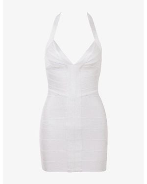 House Of Cb The Contour Halter-Neck Stretch-Woven Mini Dress - White
