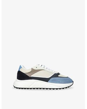 Arne Technical Runner Suede And Mesh Low-Top Trainers - Blue