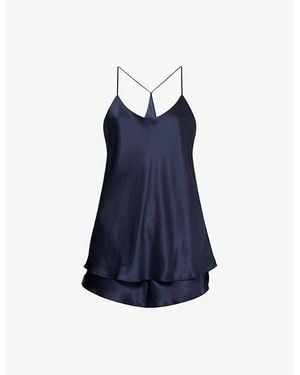 Olivia Von Halle Bella Silk Satin Camisole Set - Blue