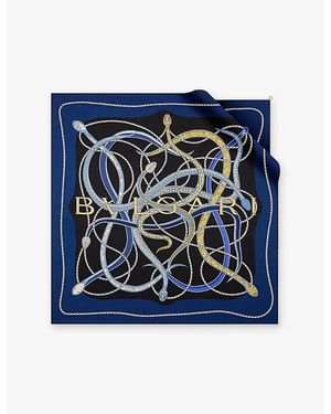 BVLGARI Serpenti 75 Printed Silk Satin Scarf - Blue
