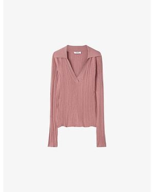 JOSEPH Chelia Plissé Knitted Top - Pink