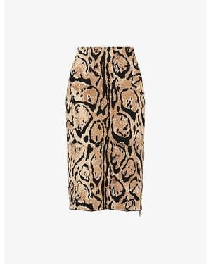Stella McCartney Cloud Leopard Knitted Midi Skirt - Natural