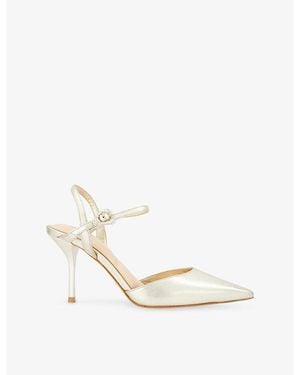 Dune Compelling Leather Heeled Courts - White