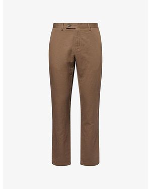 Sunspel Slim-Leg Cotton And Linen Trousers - Brown