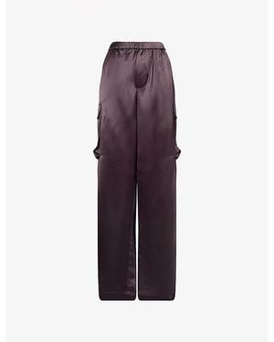 Frankie Shop Delny Patch-Pocket Satin Cargo Pants - Purple