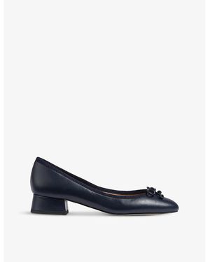 LK Bennett Aurelie Bow-Embellished Heeled Patent-Leather Ballet Pumps - Blue