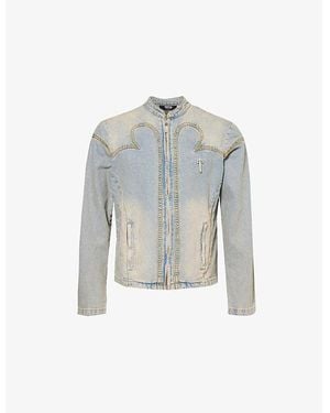 Trapstar Iron Moto Logo-Plaque Denim Jacket - Blue