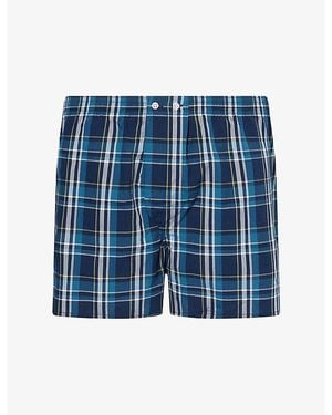 Derek Rose Barker Check-Print Cotton Boxer Shorts - Blue