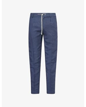 Eleventy Slim-Leg Jogger Linen-Blend Trousers - Blue