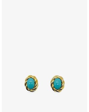 JENNIFER GIBSON JEWELLERY Pre-Loved Jgj Cabochon Twist-Plated Metal Earrings - Blue