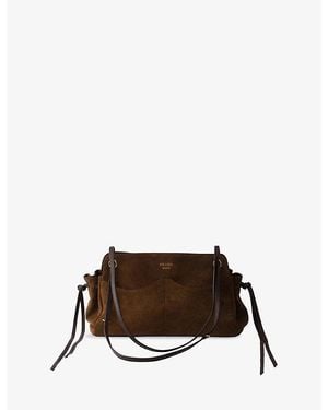 Prada Carry Large Suede Tote Bag - Brown