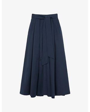Reiss Simone Tie-Waist Stretch Cotton-Blend Maxi Skirt - Blue