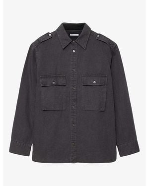 AllSaints Hart Long-Sleeve Cotton Shirt - Blue