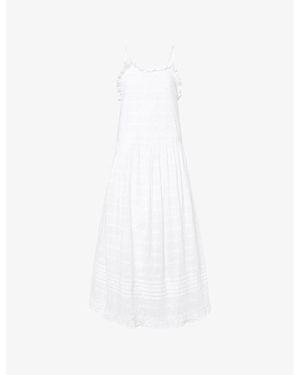 Skall Studio Fiore Frilled Cotton Midi Dress - White